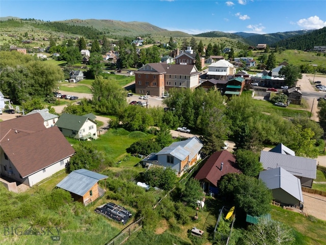 aerial view with a mountain view