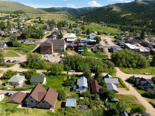 bird's eye view with a mountain view