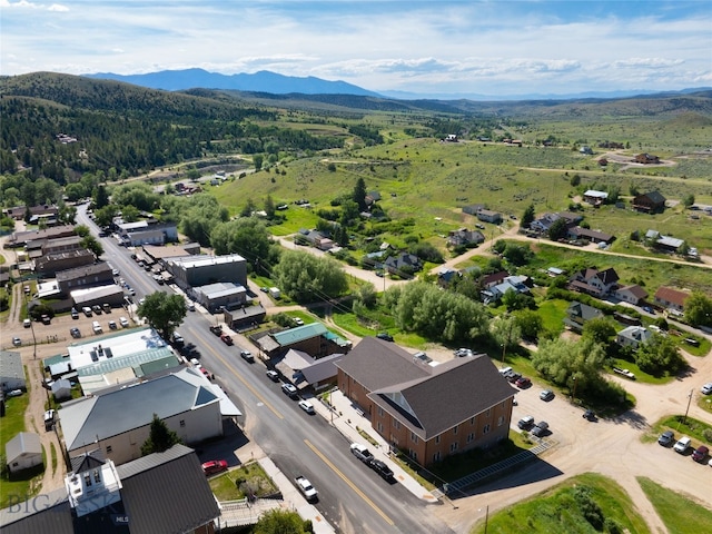 bird's eye view with a mountain view