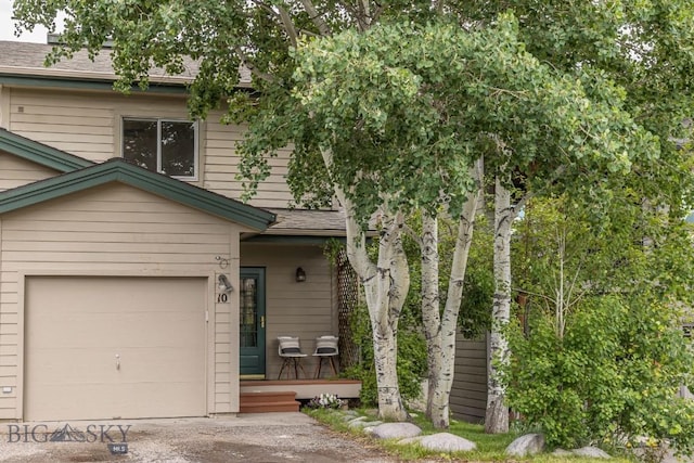 view of front of house with a garage