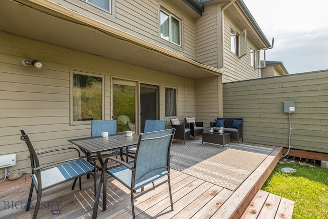 deck featuring an outdoor living space