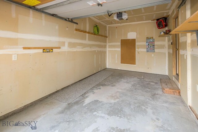 garage with a garage door opener