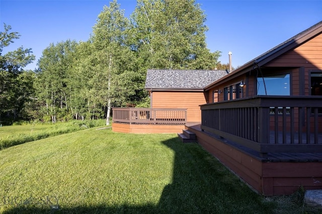 3127 Augusta Dr, Bozeman, MT 59715 - view of grassy yard featuring a wooden deck