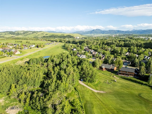 birds eye view of property with a mountain view