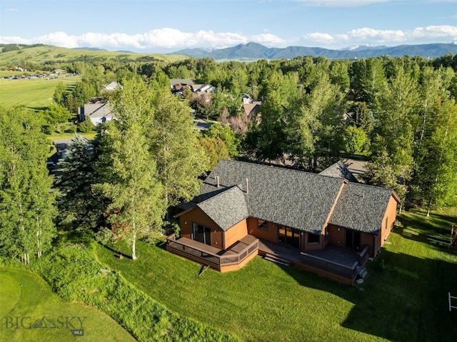 drone / aerial view with a mountain view