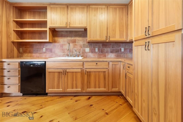 3127 Augusta Dr, Bozeman, MT 59715 - kitchen with dishwasher, light countertops, a sink, and decorative backsplash