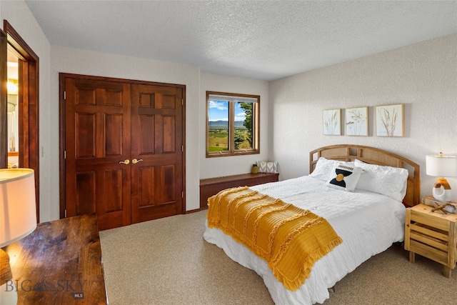 bedroom featuring a closet and a textured ceiling