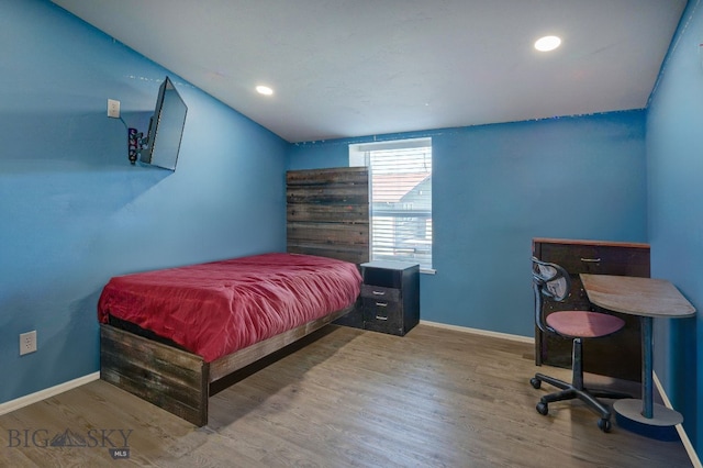 bedroom featuring wood-type flooring