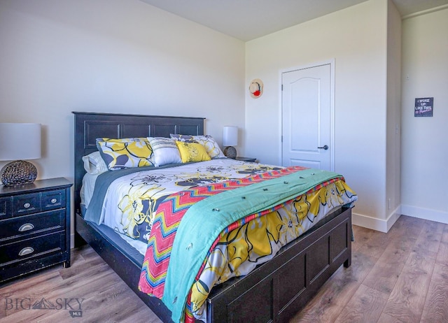 bedroom with hardwood / wood-style flooring