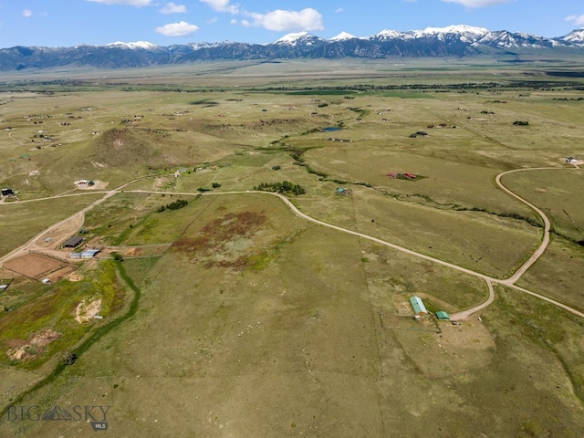 bird's eye view featuring a mountain view and a rural view