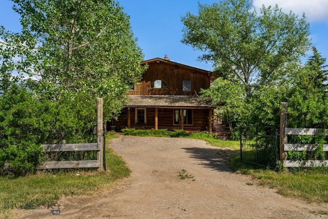 view of log home