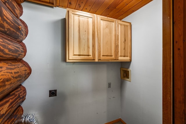 laundry area featuring hookup for a washing machine, hookup for an electric dryer, and cabinets