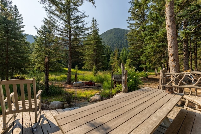 deck with a mountain view