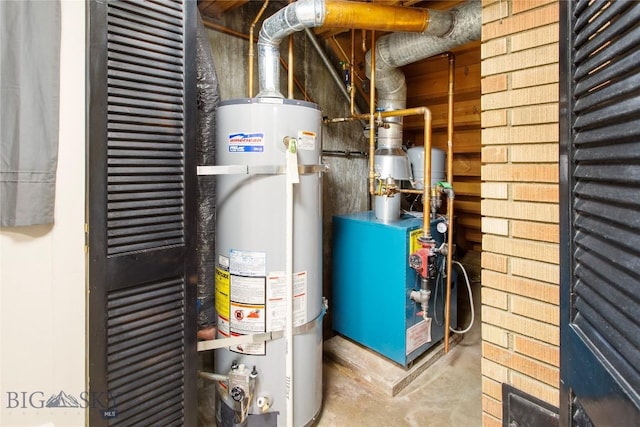 utilities featuring a heating unit and secured water heater