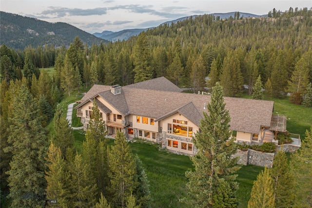 drone / aerial view with a mountain view