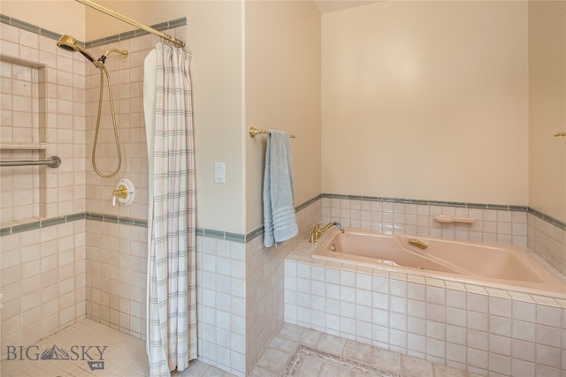 bathroom with independent shower and bath