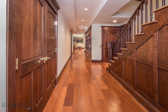 hallway with light wood-type flooring