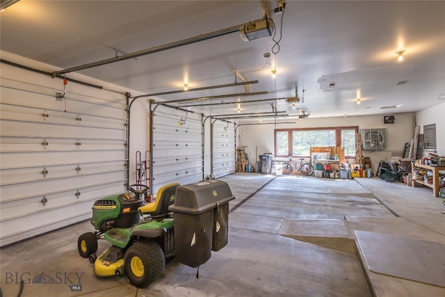 garage with a garage door opener