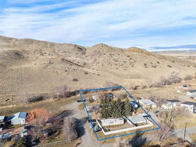 drone / aerial view with a mountain view