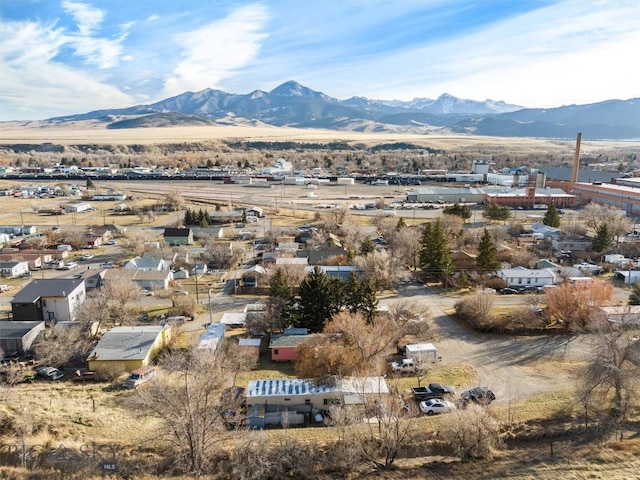 aerial view with a mountain view