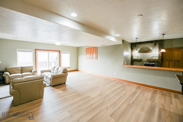 living room with light wood-type flooring