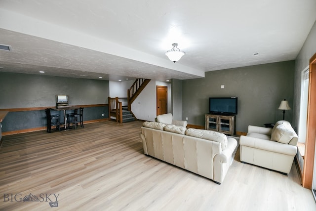 living room with light wood-type flooring