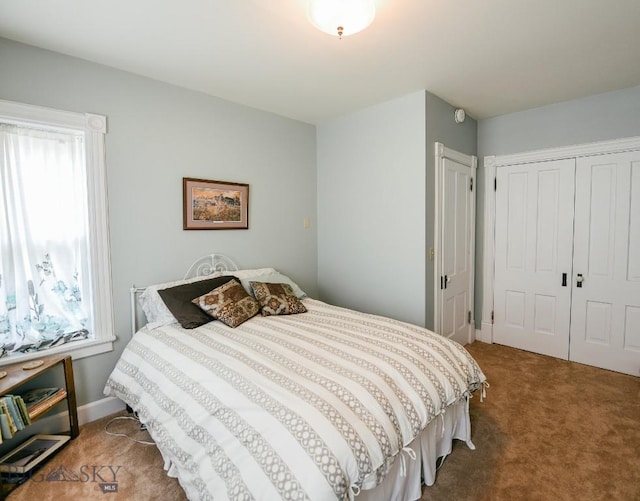 113 E Poppleton, Sheridan, MT 59749 - carpeted bedroom featuring multiple windows, a closet, and baseboards