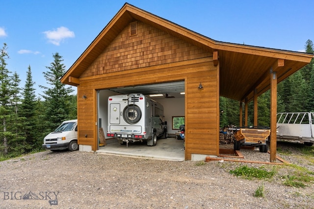 view of garage