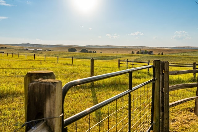 view of yard with a rural view