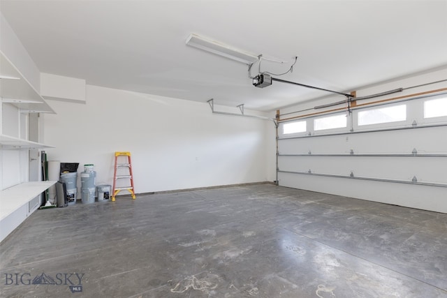 garage with a garage door opener