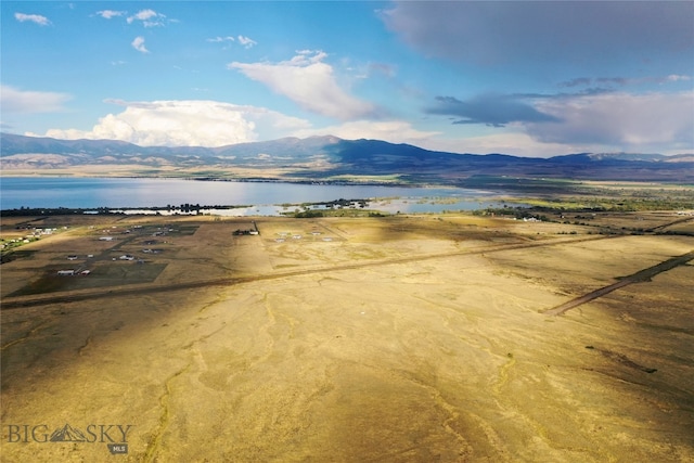 aerial view with a water and mountain view