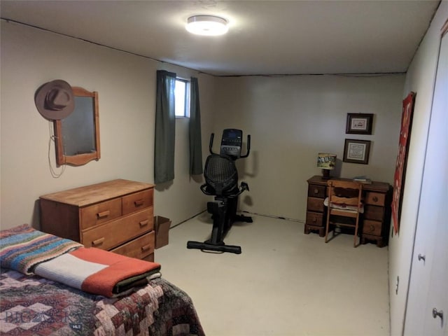 bedroom with concrete floors