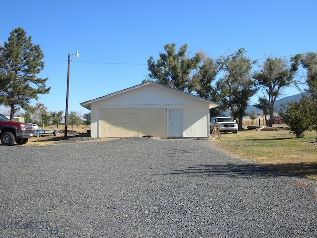 view of detached garage