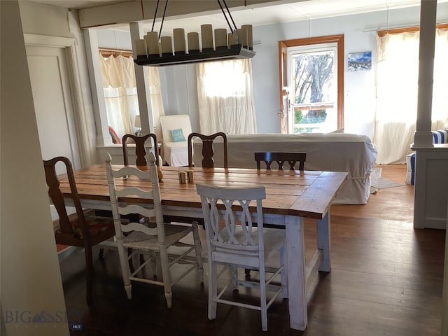 dining room with wood finished floors