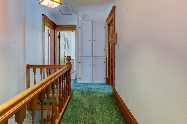 corridor with dark carpet