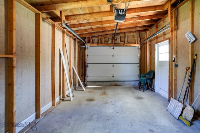 garage with a garage door opener