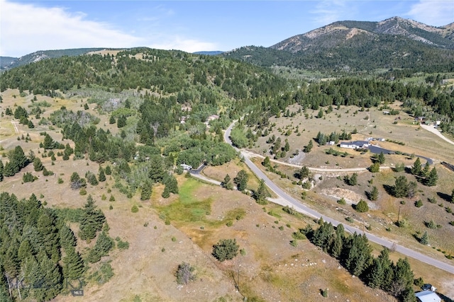 drone / aerial view featuring a mountain view