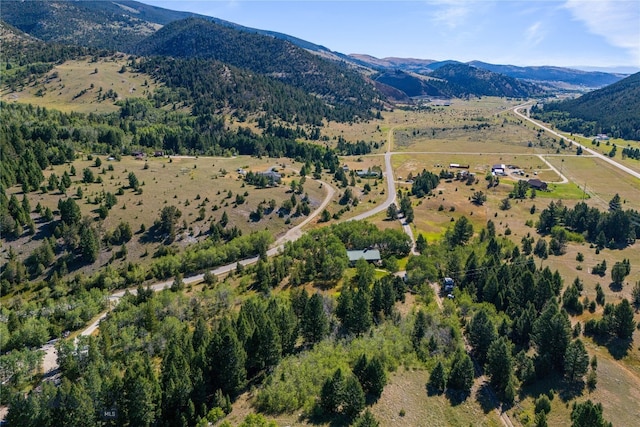 bird's eye view with a mountain view