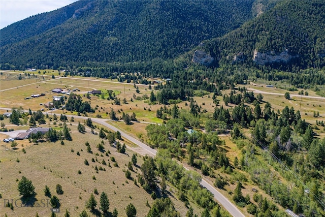 bird's eye view with a mountain view