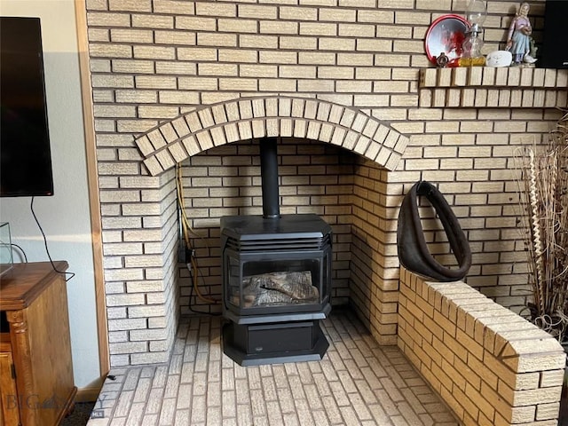details featuring a wood stove