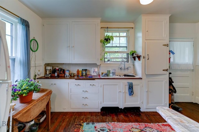 325 N 3rd St, Livingston, MT 59047 - kitchen featuring a sink, decorative backsplash, and dark wood finished floors