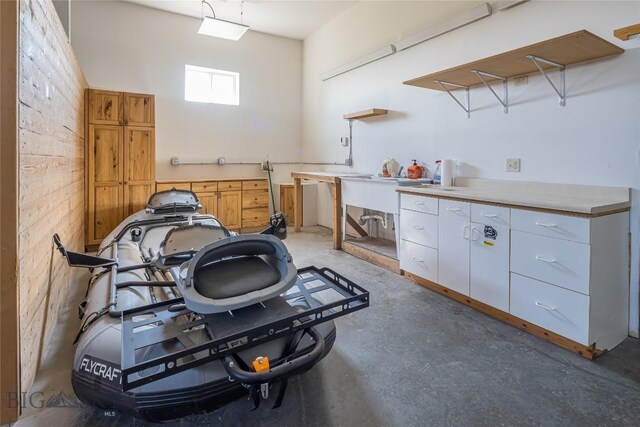 interior space featuring concrete floors