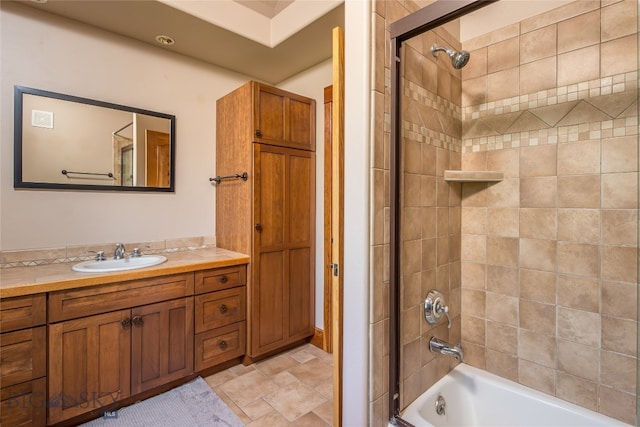 bathroom featuring vanity, tile patterned flooring, and shower / bath combination with glass door