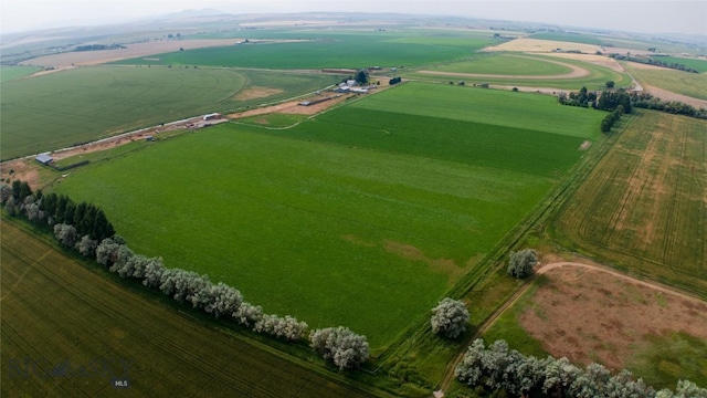 birds eye view of property featuring a rural view