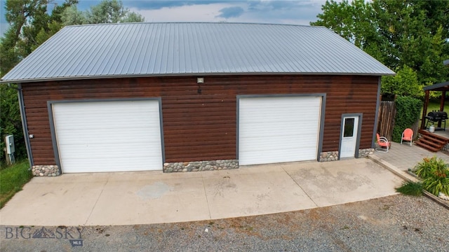 view of garage