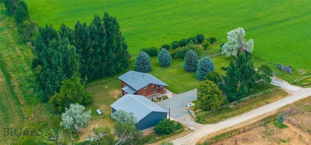 aerial view with a rural view