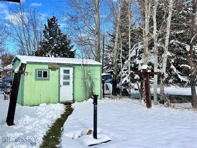 view of snow covered structure