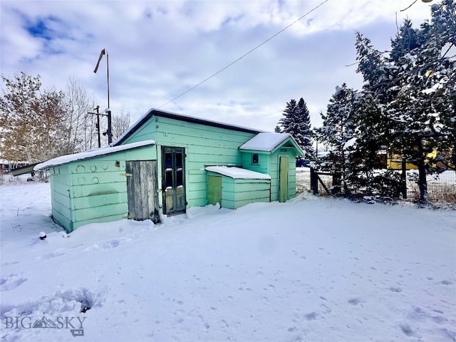 view of snow covered structure