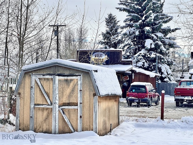 view of snow covered structure