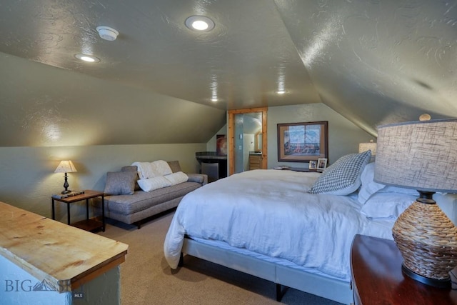 83 W Pine Cone Ter, Big Sky, MT 59716 - carpeted bedroom featuring vaulted ceiling and recessed lighting